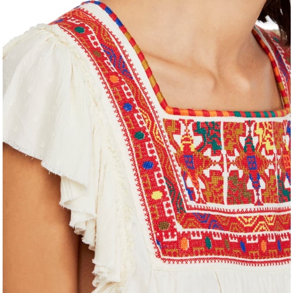 NWT Free People Day Glow Mini White Sand Dress. S - Picture 6 of 13